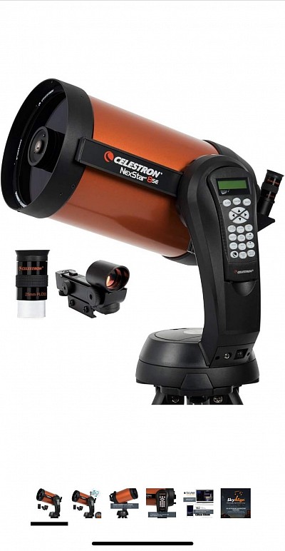 Celestron 11069 NexStar 8SE Computerised Schmidt-Cassegrain Telescope with Advanced GPS, Astroimaging and AutoAlign Features, Black/Orange